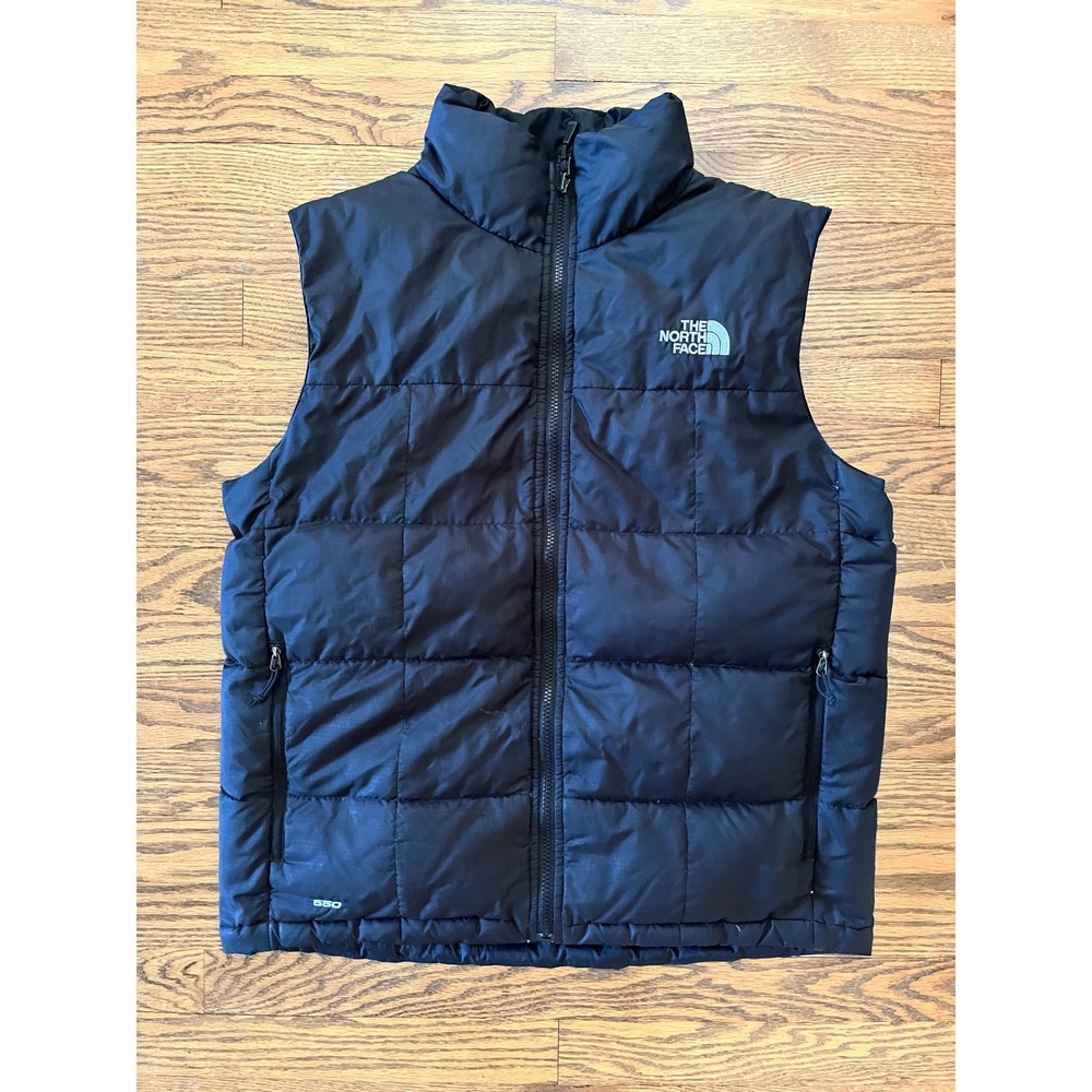 The North Face 550 Down Puffer Vest Black Ripstop Quilted Mens Puffy Gilet